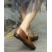 Brown Loafers For Women Genuine Leather Chic Lace Up Loafers