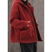 Casual Mulberry Hooded Corduroy Fine Cotton Filled Parka Winter