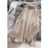 Women beige Sweater Wardrobes Refashion wild tunic high neck sweater