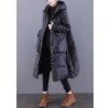 Loose Black Hooded Pockets Duck Down Winter down coat